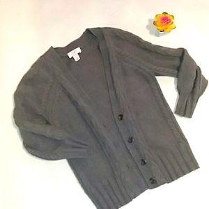 Loft XS grey knit button sweater wool blend